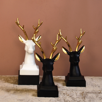 White & Gold Reindeer Polyresin Figurine