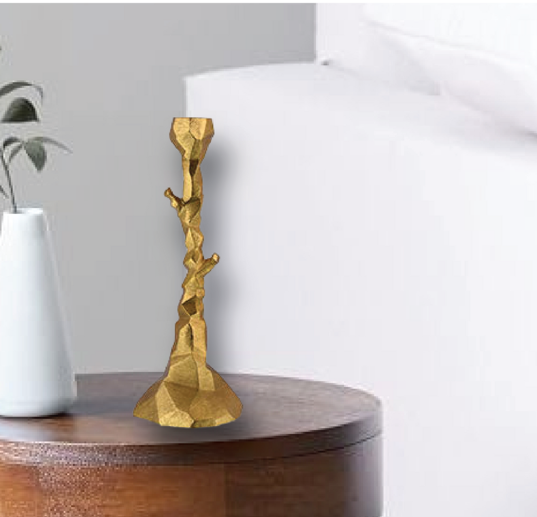Cedar Candle Holder in Gold, Medium