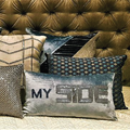 Side Divider Light Blue Velvet Cushion Cover 12x18 inch