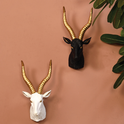 Stag Wall Decor White Gold