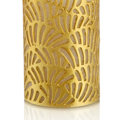 Crackle Jali Pillar Candle In Gold, Large