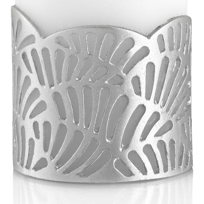 Crackle Jali Pillar Candle In Silver, Small