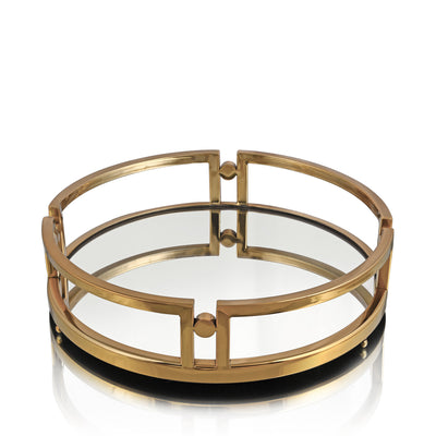 Mirror Glass SS Tray, Gold