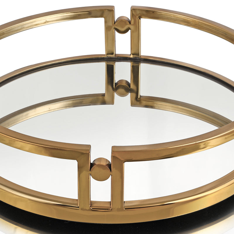 Mirror Glass SS Tray, Gold