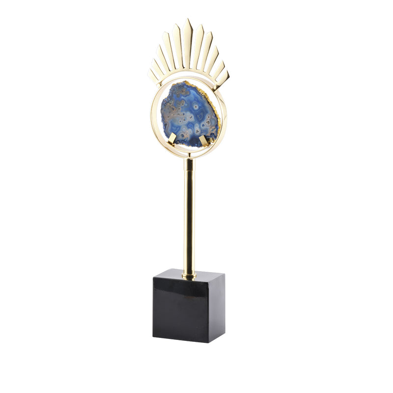 Golden Lash Decor Brass Figurine with Blue Agate Stone