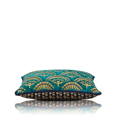 Green Papyrus Turq Double-Sided Cushion Cover 14x20 inch