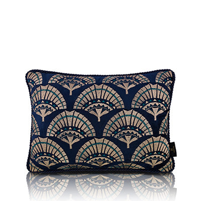 Blue Velvet/Mashru Silk Double Sided Cushion Cover 14x20 inch