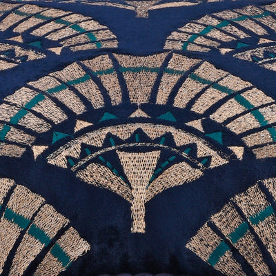 Blue Velvet/Mashru Silk Double Sided Cushion Cover 14x20 inch