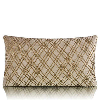 Beige Gleaming Canework Velvet Fabric Cushion Cover 14x24 inch
