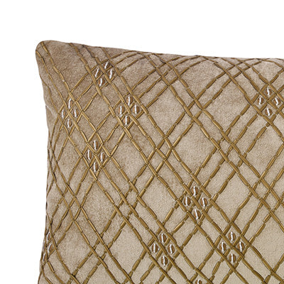 Beige Gleaming Canework Velvet Fabric Cushion Cover 14x24 inch