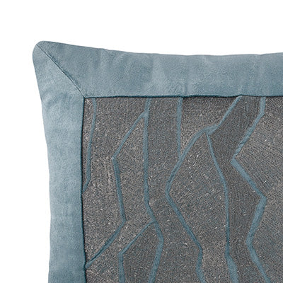 Grey/ Silver Framed Abstraction Velvet Cushion Cover