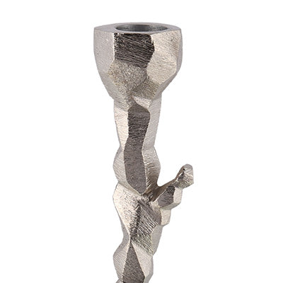 Cubist Cedar Candle Holder in Silver, Large