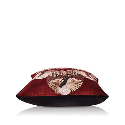 Flapper Bling Ruby Red Velvet Cushion Cover 16X16 inch