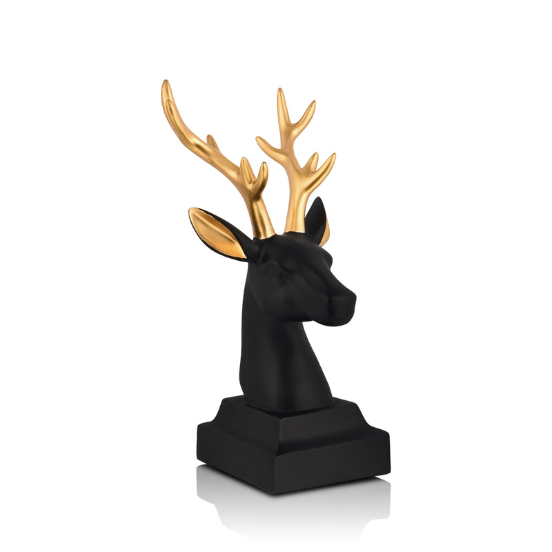 Black & Gold Reindeer Polyresin Figurine
