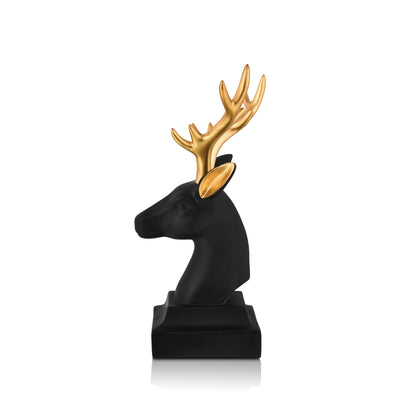 Black & Gold Reindeer Polyresin Figurine