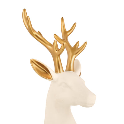 White & Gold Reindeer Polyresin Figurine