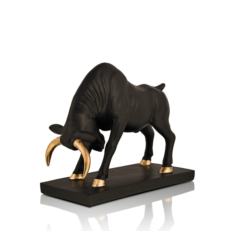 Black Charging Bull Polyresin Figurine