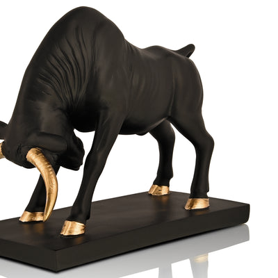 Black Charging Bull Polyresin Figurine