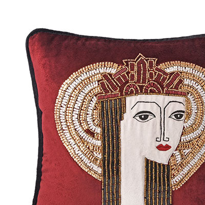 Queen Of Hearts Ruby Red Velvet Cushion Cover
