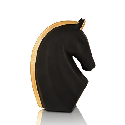 Black & Gold Steed Horse Polyresin Figurine