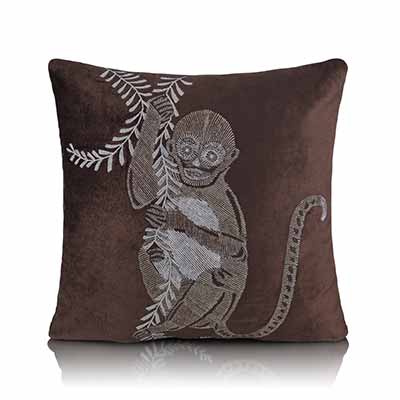Macaque Velvet Cushion Cover 18x18 inch